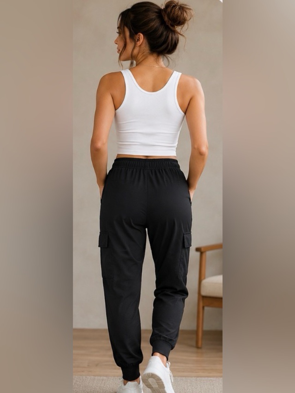 Mondetta Performance + Luxury Black Jogger Pants Size Large | Stretch Cargo - Picture 3 of 13